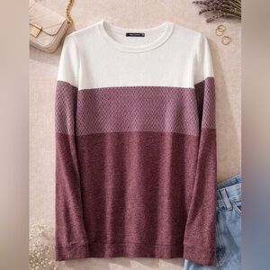 Pink Clover Crewneck Sweater - Cream and Burgundy